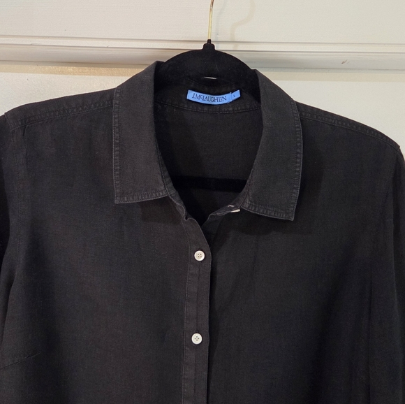 Women's J. McLaughlin Black Britt Linen Blouse, Size L - Picture 5 of 13
